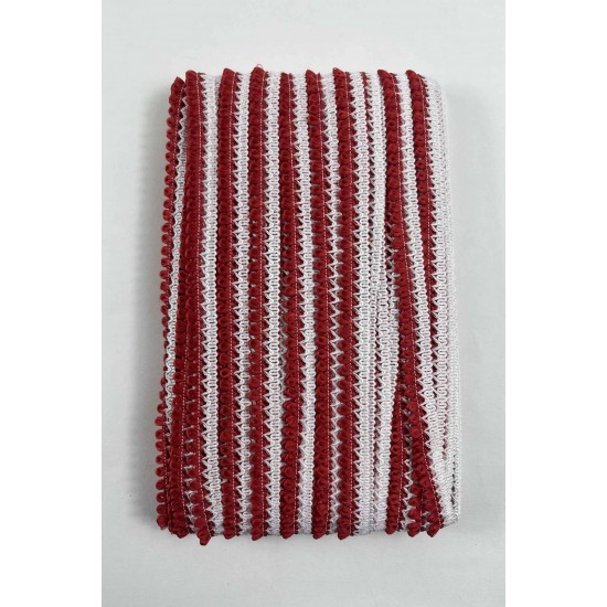 Kırmızı Beyaz Lurexia Dekoratif Kenar S&uuml;s&uuml; Şerit &ndash; El İşi S&uuml;sleme Şeridi 1 Metre-LUREXIA-103