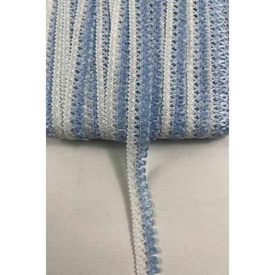 Bebe Mavi Beyaz Lurexia Dekoratif Kenar S&uuml;s&uuml; Şerit &ndash; El İşi S&uuml;sleme Şeridi 1 Metre-LUREXIA-104