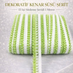 A&ccedil;ık Yeşil Lurexia Dekoratif Kenar S&uuml;s&uuml; Şerit &ndash; El İşi S&uuml;sleme Şeridi 1 Metre-LUREXIA-105