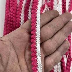 Koyu Fuşya Beyaz Lurexia Dekoratif Kenar S&uuml;s&uuml; Şerit &ndash; El İşi S&uuml;sleme Şeridi 1 Metre-LUREXIA-106
