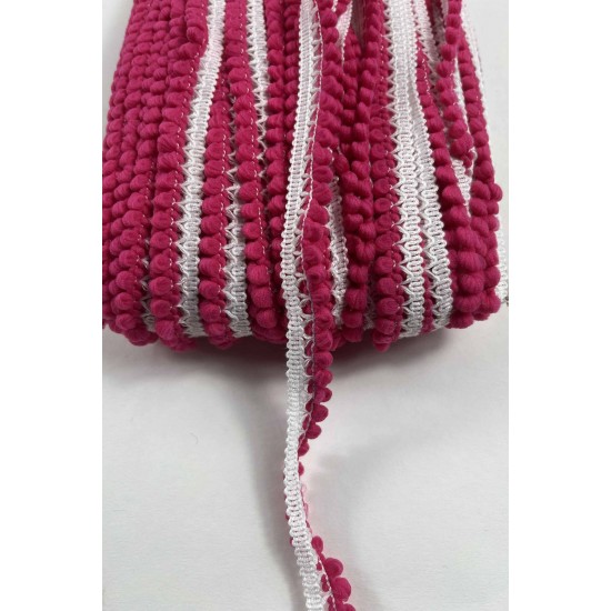 Koyu Fuşya Beyaz Lurexia Dekoratif Kenar S&uuml;s&uuml; Şerit &ndash; El İşi S&uuml;sleme Şeridi 1 Metre-LUREXIA-106