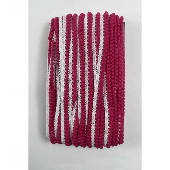 Koyu Fuşya Beyaz Lurexia Dekoratif Kenar S&uuml;s&uuml; Şerit &ndash; El İşi S&uuml;sleme Şeridi 1 Metre-LUREXIA-106