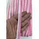 Koyu Pembe Beyaz Lurexia Dekoratif Kenar S&uuml;s&uuml; Şerit &ndash; El İşi S&uuml;sleme Şeridi 1 Metre-LUREXIA-108