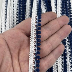 Lacivert Beyaz Lurexia Dekoratif Kenar S&uuml;s&uuml; Şerit &ndash; El İşi S&uuml;sleme Şeridi 1 Metre-LUREXIA-109