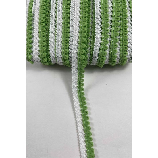 Yeşil Beyaz Lurexia Dekoratif Kenar S&uuml;s&uuml; Şerit &ndash; El İşi S&uuml;sleme Şeridi 1 Metre-LUREXIA-111
