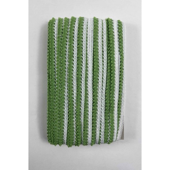 Yeşil Beyaz Lurexia Dekoratif Kenar S&uuml;s&uuml; Şerit &ndash; El İşi S&uuml;sleme Şeridi 1 Metre-LUREXIA-111