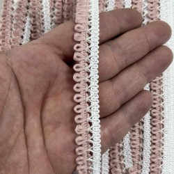 Koyu Pudra Beyaz Lurexia Dekoratif Kenar S&uuml;s&uuml; Şerit &ndash; El İşi S&uuml;sleme Şeridi 1 Metre-LUREXIA-112