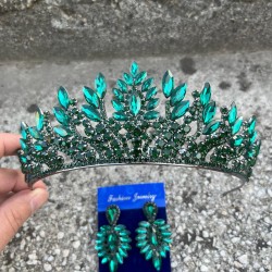 Madeline Gelin Seti – Yeşil Taç ve İnce Mekik Küpe Takımı, Kına Düğün Aksesuarı-MADELINE-11 Madeline Gelin Seti – Yeşil Taç ve İnce Mekik Küpe Takımı, Kına Düğün Aksesuarı-MADELINE-11