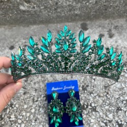 Madeline Gelin Seti – Yeşil Taç ve Üç Mekik Küpe Takımı, Kına Düğün Aksesuarı-MADELINE-12 Madeline Gelin Seti – Yeşil Taç ve Üç Mekik Küpe Takımı, Kına Düğün Aksesuarı-MADELINE-12