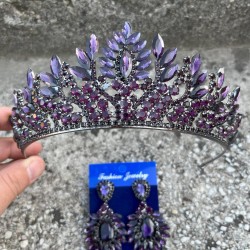 Madeline Gelin Seti – Mor Taç ve Geniş Mekik Küpe Takımı, Kına Düğün Aksesuarı-MADELINE-13 Madeline Gelin Seti – Mor Taç ve Geniş Mekik Küpe Takımı, Kına Düğün Aksesuarı-MADELINE-13