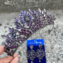 Madeline Gelin Seti – Mor Taç ve İnce Mekik Küpe Takımı, Kına Düğün Aksesuarı-MADELINE-15 Madeline Gelin Seti – Mor Taç ve İnce Mekik Küpe Takımı, Kına Düğün Aksesuarı-MADELINE-15