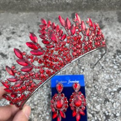 Madeline Gelin Seti – Kırmızı Taç ve Üç Mekik Küpe Takımı, Kına Düğün Aksesuarı-MADELINE-17 Madeline Gelin Seti – Kırmızı Taç ve Üç Mekik Küpe Takımı, Kına Düğün Aksesuarı-MADELINE-17