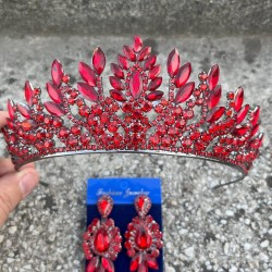 Madeline Gelin Seti – Kırmızı Taç ve Üç Mekik Küpe Takımı, Kına Düğün Aksesuarı-MADELINE-17 Madeline Gelin Seti – Kırmızı Taç ve Üç Mekik Küpe Takımı, Kına Düğün Aksesuarı-MADELINE-17
