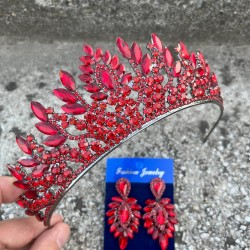 Madeline Gelin Seti – Kırmızı Taç ve İnce Mekik Küpe Takımı, Kına Düğün Aksesuarı-MADELINE-20 Madeline Gelin Seti – Kırmızı Taç ve İnce Mekik Küpe Takımı, Kına Düğün Aksesuarı-MADELINE-20