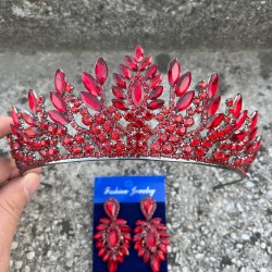 Madeline Gelin Seti – Kırmızı Taç ve İnce Mekik Küpe Takımı, Kına Düğün Aksesuarı-MADELINE-20 Madeline Gelin Seti – Kırmızı Taç ve İnce Mekik Küpe Takımı, Kına Düğün Aksesuarı-MADELINE-20