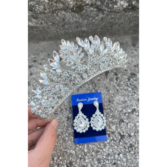 Madeline Gelin Seti – Gümüş Taç ve Damla Mekik Küpe Takımı, Kına Düğün Aksesuarı-MADELINE-21 Madeline Gelin Seti – Gümüş Taç ve Damla Mekik Küpe Takımı, Kına Düğün Aksesuarı-MADELINE-21
