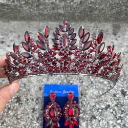 Madeline Gelin Seti – Bordo Taç ve Üç Mekik Küpe Takımı, Kına Düğün Aksesuarı-MADELINE-26 Madeline Gelin Seti – Bordo Taç ve Üç Mekik Küpe Takımı, Kına Düğün Aksesuarı-MADELINE-26