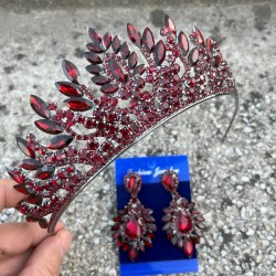 Madeline Gelin Seti – Bordo Taç ve Geniş Mekik Küpe Takımı, Kına Düğün Aksesuarı-MADELINE-27 Madeline Gelin Seti – Bordo Taç ve Geniş Mekik Küpe Takımı, Kına Düğün Aksesuarı-MADELINE-27