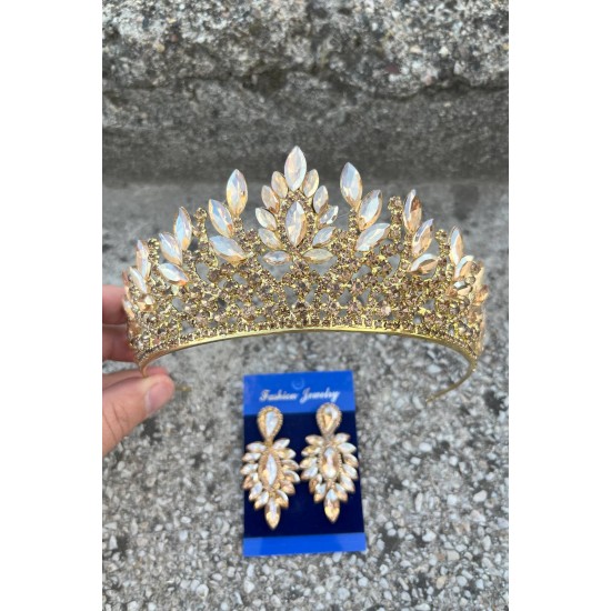 Madeline Gelin Seti – Gold Taç ve İnce Mekik Küpe Takımı, Kına Düğün Aksesuarı-MADELINE-29 Madeline Gelin Seti – Gold Taç ve İnce Mekik Küpe Takımı, Kına Düğün Aksesuarı-MADELINE-29