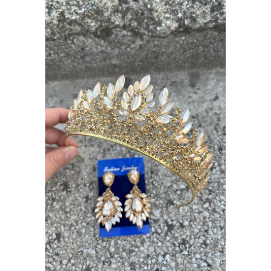 Madeline Gelin Seti – Gold Taç ve Geniş Mekik Küpe Takımı, Kına Düğün Aksesuarı-MADELINE-31 Madeline Gelin Seti – Gold Taç ve Geniş Mekik Küpe Takımı, Kına Düğün Aksesuarı-MADELINE-31