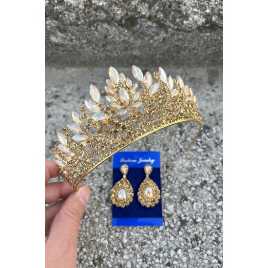 Madeline Gelin Seti – Gold Taç ve Damla Mekik Küpe Takımı, Kına Düğün Aksesuarı-MADELINE-32 Madeline Gelin Seti – Gold Taç ve Damla Mekik Küpe Takımı, Kına Düğün Aksesuarı-MADELINE-32