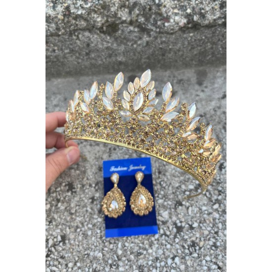 Madeline Gelin Seti – Gold Taç ve Damla Mekik Küpe Takımı, Kına Düğün Aksesuarı-MADELINE-32 Madeline Gelin Seti – Gold Taç ve Damla Mekik Küpe Takımı, Kına Düğün Aksesuarı-MADELINE-32