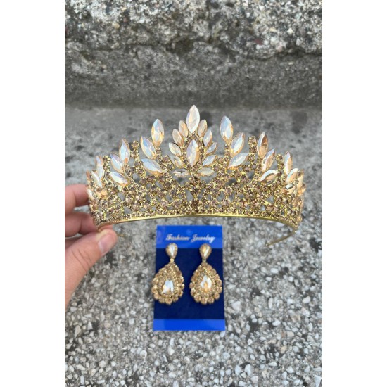 Madeline Gelin Seti – Gold Taç ve Damla Mekik Küpe Takımı, Kına Düğün Aksesuarı-MADELINE-32 Madeline Gelin Seti – Gold Taç ve Damla Mekik Küpe Takımı, Kına Düğün Aksesuarı-MADELINE-32