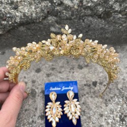 Michaelle Gold Gelin Kına Tacı Özel Gün Aksesuar Kadın Taç Ve İnce Mekik Küpe Takımı-MICHAELLE-21 Michaelle Gold Gelin Kına Tacı Özel Gün Aksesuar Kadın Taç Ve İnce Mekik Küpe Takımı-MICHAELLE-21