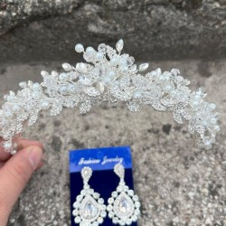 Michaelle Gümüş Gelin Kına Tacı Özel Gün Aksesuar Kadın Taç Ve Damla Mekik Küpe Takımı-MICHAELLE-27 Michaelle Gümüş Gelin Kına Tacı Özel Gün Aksesuar Kadın Taç Ve Damla Mekik Küpe Takımı-MICHAELLE-27