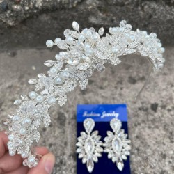 Michaelle Gümüş Gelin Kına Tacı Özel Gün Aksesuar Kadın Taç Ve İnce Mekik Küpe Takımı-MICHAELLE-29 Michaelle Gümüş Gelin Kına Tacı Özel Gün Aksesuar Kadın Taç Ve İnce Mekik Küpe Takımı-MICHAELLE-29