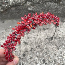 Michaelle Kırmızı Gelin Kına Tacı Özel Gün Aksesuar Kadın Taç Saç Aksesuarı-MICHAELLE-3 Michaelle Kırmızı Gelin Kına Tacı Özel Gün Aksesuar Kadın Taç Saç Aksesuarı-MICHAELLE-3