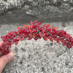 Michaelle Kırmızı Gelin Kına Tacı Özel Gün Aksesuar Kadın Taç Saç Aksesuarı-MICHAELLE-3 Michaelle Kırmızı Gelin Kına Tacı Özel Gün Aksesuar Kadın Taç Saç Aksesuarı-MICHAELLE-3