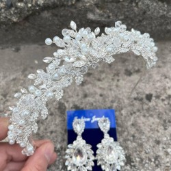 Michaelle Gümüş Gelin Kına Tacı Özel Gün Aksesuar Kadın Taç Ve Geniş Mekik Küpe Takımı-MICHAELLE-30 Michaelle Gümüş Gelin Kına Tacı Özel Gün Aksesuar Kadın Taç Ve Geniş Mekik Küpe Takımı-MICHAELLE-30