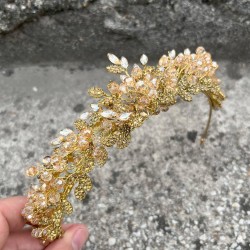 Michaelle Gold Gelin Kına Tacı Özel Gün Aksesuar Kadın Taç Saç Aksesuarı-MICHAELLE-4 Michaelle Gold Gelin Kına Tacı Özel Gün Aksesuar Kadın Taç Saç Aksesuarı-MICHAELLE-4