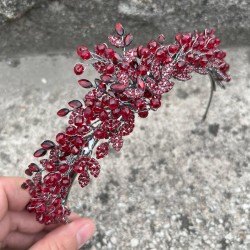 Michaelle Bordo Gelin Kına Tacı Özel Gün Aksesuar Kadın Taç Saç Aksesuarı-MICHAELLE-5 Michaelle Bordo Gelin Kına Tacı Özel Gün Aksesuar Kadın Taç Saç Aksesuarı-MICHAELLE-5