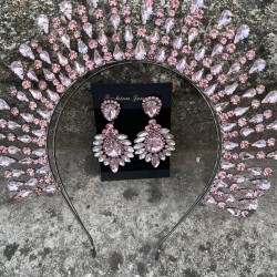 Michaelle Pembe Gelin Kına Tacı Özel Gün Aksesuar Kadın Taç Ve Geniş Mekik Küpe Takımı-MICHELLE-10 Michaelle Pembe Gelin Kına Tacı Özel Gün Aksesuar Kadın Taç Ve Geniş Mekik Küpe Takımı-MICHELLE-10