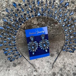 Michaelle Lacivert Gelin Kına Tacı Özel Gün Aksesuar Kadın Taç Ve İnce Mekik Küpe Takımı-MICHELLE-13 Michaelle Lacivert Gelin Kına Tacı Özel Gün Aksesuar Kadın Taç Ve İnce Mekik Küpe Takımı-MICHELLE-13