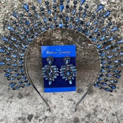 Michaelle Lacivert Gelin Kına Tacı Özel Gün Aksesuar Kadın Taç Ve İnce Mekik Küpe Takımı-MICHELLE-13 Michaelle Lacivert Gelin Kına Tacı Özel Gün Aksesuar Kadın Taç Ve İnce Mekik Küpe Takımı-MICHELLE-13