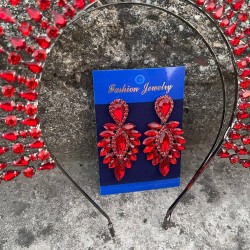 Michaelle Kırmızı Gelin Kına Tacı Özel Gün Aksesuar Kadın Taç Ve İnce Mekik Küpe Takımı-MICHELLE-19 Michaelle Kırmızı Gelin Kına Tacı Özel Gün Aksesuar Kadın Taç Ve İnce Mekik Küpe Takımı-MICHELLE-19