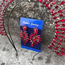 Michaelle Bordo Gelin Kına Tacı Özel Gün Aksesuar Kadın Taç Ve İnce Mekik Küpe Takımı-MICHELLE-20 Michaelle Bordo Gelin Kına Tacı Özel Gün Aksesuar Kadın Taç Ve İnce Mekik Küpe Takımı-MICHELLE-20