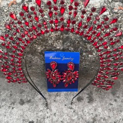 Michaelle Bordo Gelin Kına Tacı Özel Gün Aksesuar Kadın Taç Ve İnce Mekik Küpe Takımı-MICHELLE-20 Michaelle Bordo Gelin Kına Tacı Özel Gün Aksesuar Kadın Taç Ve İnce Mekik Küpe Takımı-MICHELLE-20