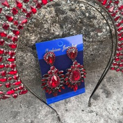 Michaelle Bordo Gelin Kına Tacı Özel Gün Aksesuar Kadın Taç Ve Geniş Mekik Küpe Takımı-MICHELLE-22 Michaelle Bordo Gelin Kına Tacı Özel Gün Aksesuar Kadın Taç Ve Geniş Mekik Küpe Takımı-MICHELLE-22