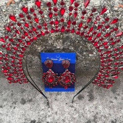 Michaelle Bordo Gelin Kına Tacı Özel Gün Aksesuar Kadın Taç Ve Geniş Mekik Küpe Takımı-MICHELLE-22 Michaelle Bordo Gelin Kına Tacı Özel Gün Aksesuar Kadın Taç Ve Geniş Mekik Küpe Takımı-MICHELLE-22