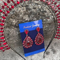 Michaelle Bordo Gelin Kına Tacı Özel Gün Aksesuar Kadın Taç Ve Damla Mekik Küpe Takımı-MICHELLE-23 Michaelle Bordo Gelin Kına Tacı Özel Gün Aksesuar Kadın Taç Ve Damla Mekik Küpe Takımı-MICHELLE-23