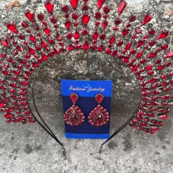 Michaelle Bordo Gelin Kına Tacı Özel Gün Aksesuar Kadın Taç Ve Damla Mekik Küpe Takımı-MICHELLE-23 Michaelle Bordo Gelin Kına Tacı Özel Gün Aksesuar Kadın Taç Ve Damla Mekik Küpe Takımı-MICHELLE-23