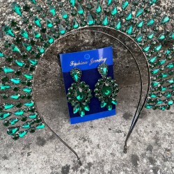 Michaelle Yeşil Gelin Kına Tacı Özel Gün Aksesuar Kadın Taç Ve Üç Mekik Küpe Takımı-MICHELLE-24 Michaelle Yeşil Gelin Kına Tacı Özel Gün Aksesuar Kadın Taç Ve Üç Mekik Küpe Takımı-MICHELLE-24