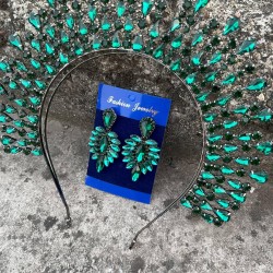 Michaelle Yeşil Gelin Kına Tacı Özel Gün Aksesuar Kadın Taç Ve İnce Mekik Küpe Takımı-MICHELLE-25 Michaelle Yeşil Gelin Kına Tacı Özel Gün Aksesuar Kadın Taç Ve İnce Mekik Küpe Takımı-MICHELLE-25