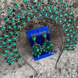 Michaelle Yeşil Gelin Kına Tacı Özel Gün Aksesuar Kadın Taç Ve Geniş Mekik Küpe Takımı-MICHELLE-27 Michaelle Yeşil Gelin Kına Tacı Özel Gün Aksesuar Kadın Taç Ve Geniş Mekik Küpe Takımı-MICHELLE-27