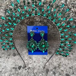 Michaelle Yeşil Gelin Kına Tacı Özel Gün Aksesuar Kadın Taç Ve Geniş Mekik Küpe Takımı-MICHELLE-27 Michaelle Yeşil Gelin Kına Tacı Özel Gün Aksesuar Kadın Taç Ve Geniş Mekik Küpe Takımı-MICHELLE-27