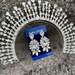 Michaelle Gümüş Gelin Kına Tacı Özel Gün Aksesuar Kadın Taç Ve Üç Mekik Küpe Takımı-MICHELLE-28 Michaelle Gümüş Gelin Kına Tacı Özel Gün Aksesuar Kadın Taç Ve Üç Mekik Küpe Takımı-MICHELLE-28